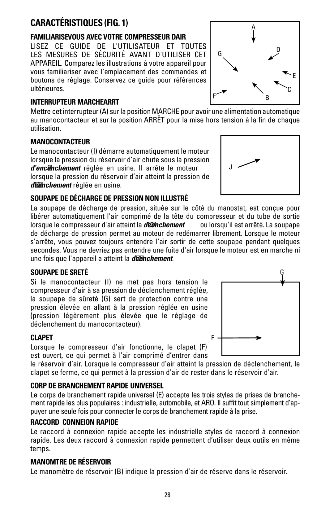 Bostitch BTFP02006 instruction manual CaractÉristiques Fig 