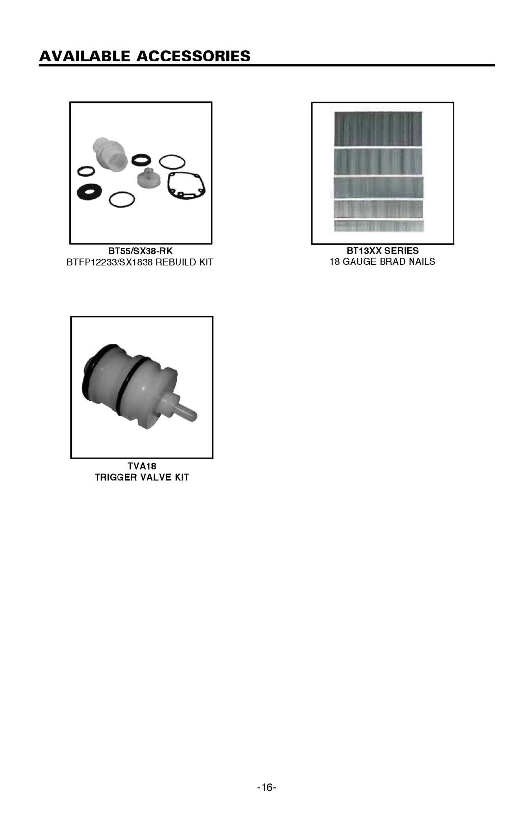 Bostitch BTFP12233 manual Available aCcessories 