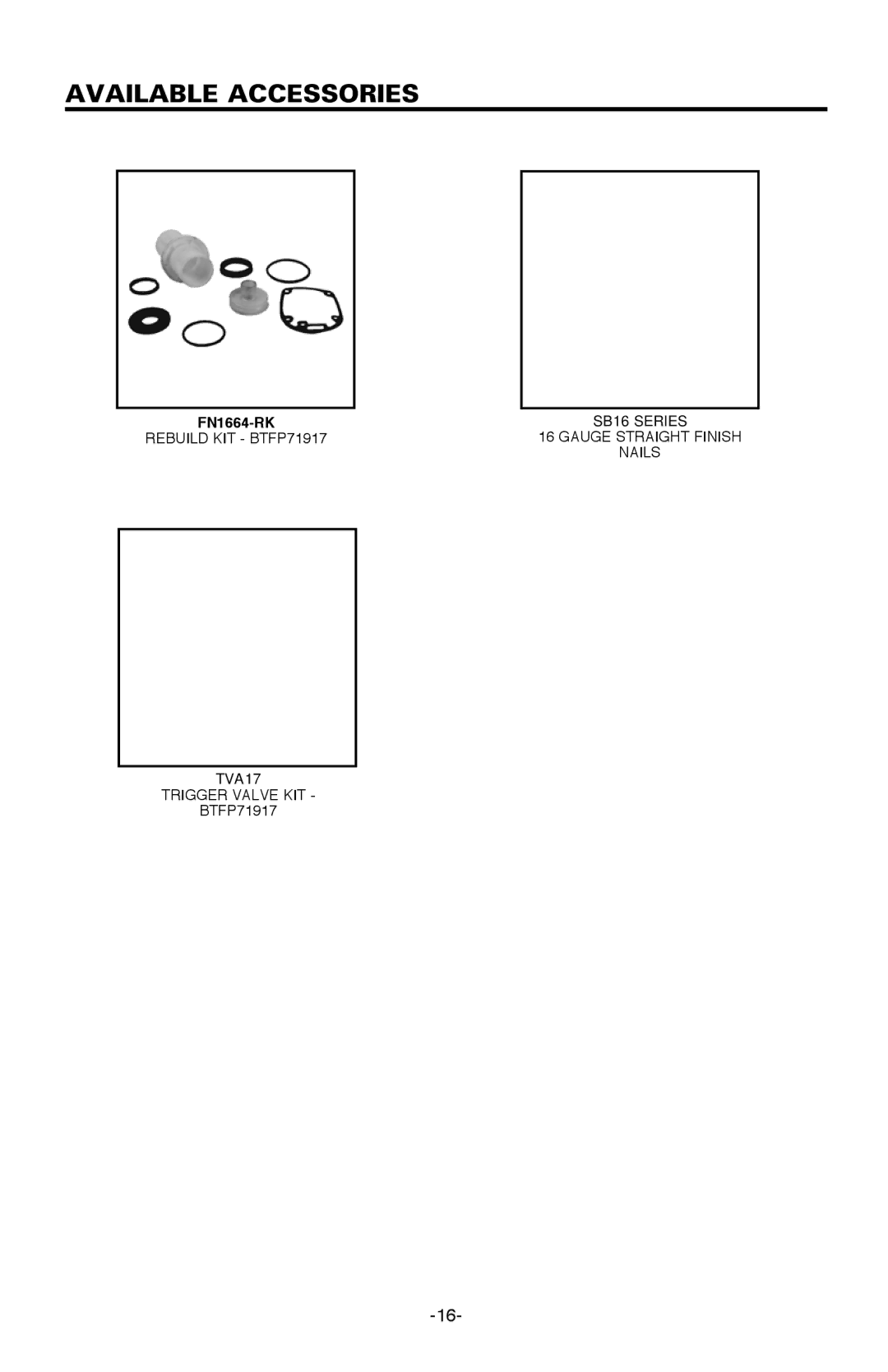 Bostitch BTFP71917 manual Available aCcessories 