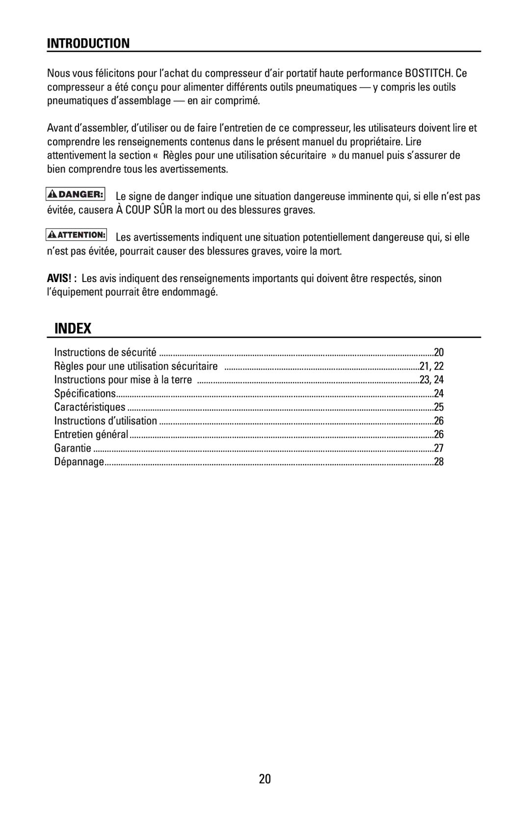 Bostitch CAP1512-OF manual Index 