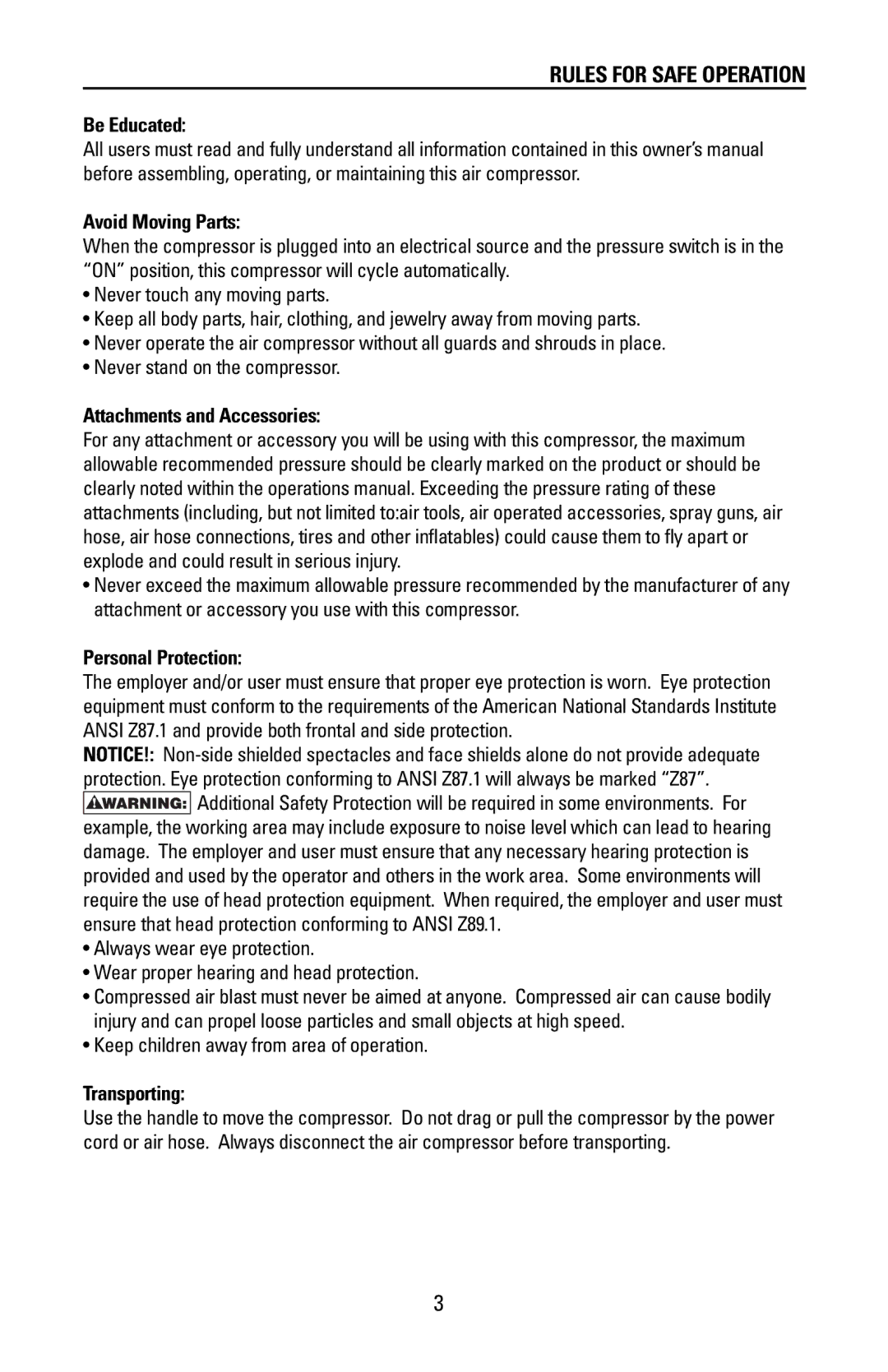 Bostitch CAP1512-OF manual Rules for Safe Operation 