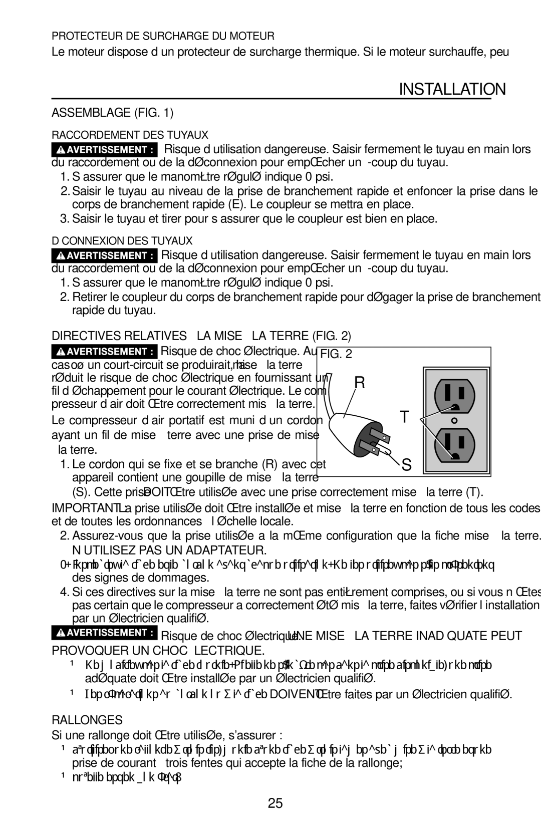 Bostitch CAP1645-OF Assemblage FIG, La terre, ’UTILISEZ PAS UN Adaptateur, Provoquer UN Choc Électrique, Rallonges 