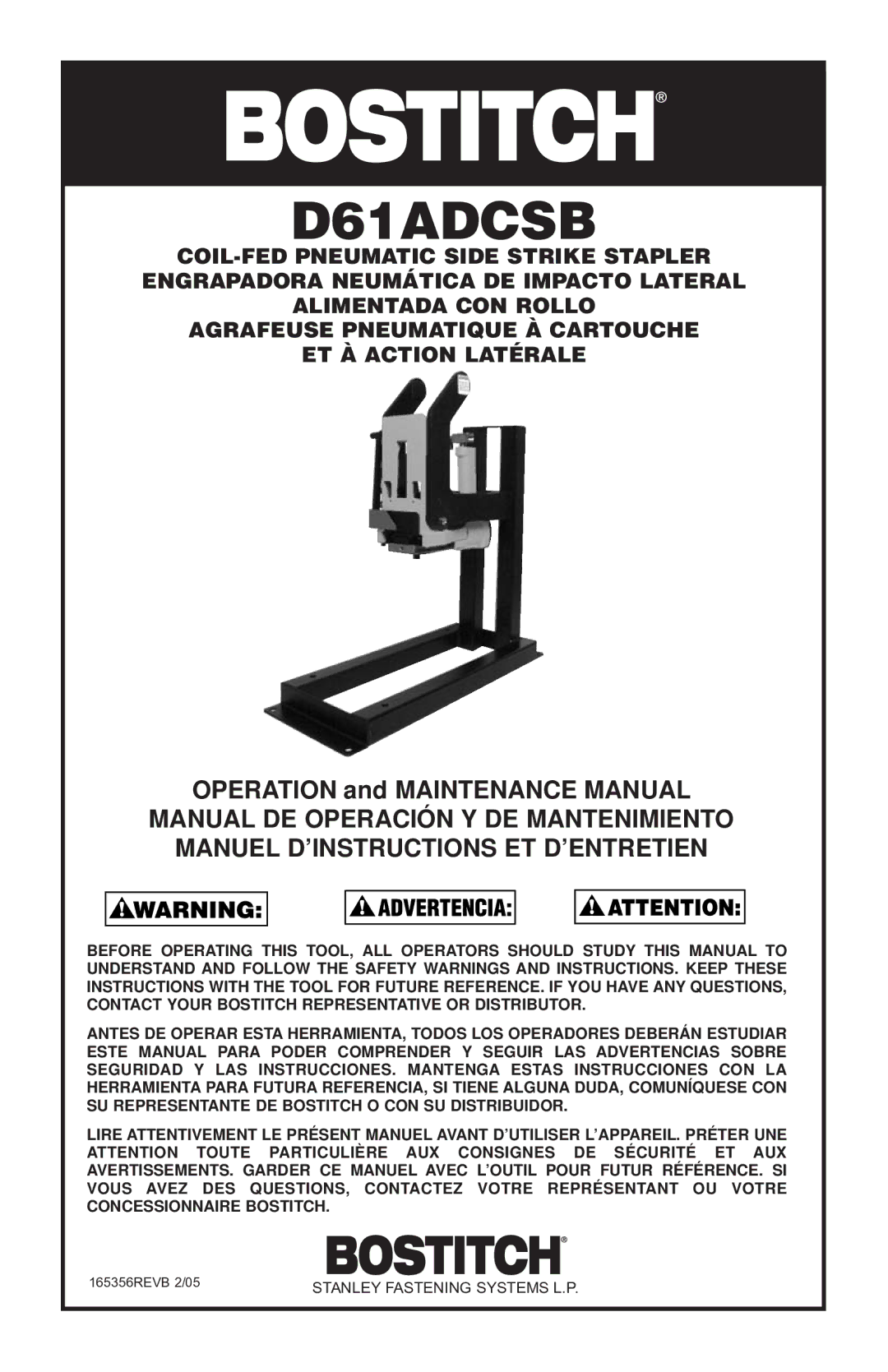 Bostitch D61ADCSB manual 