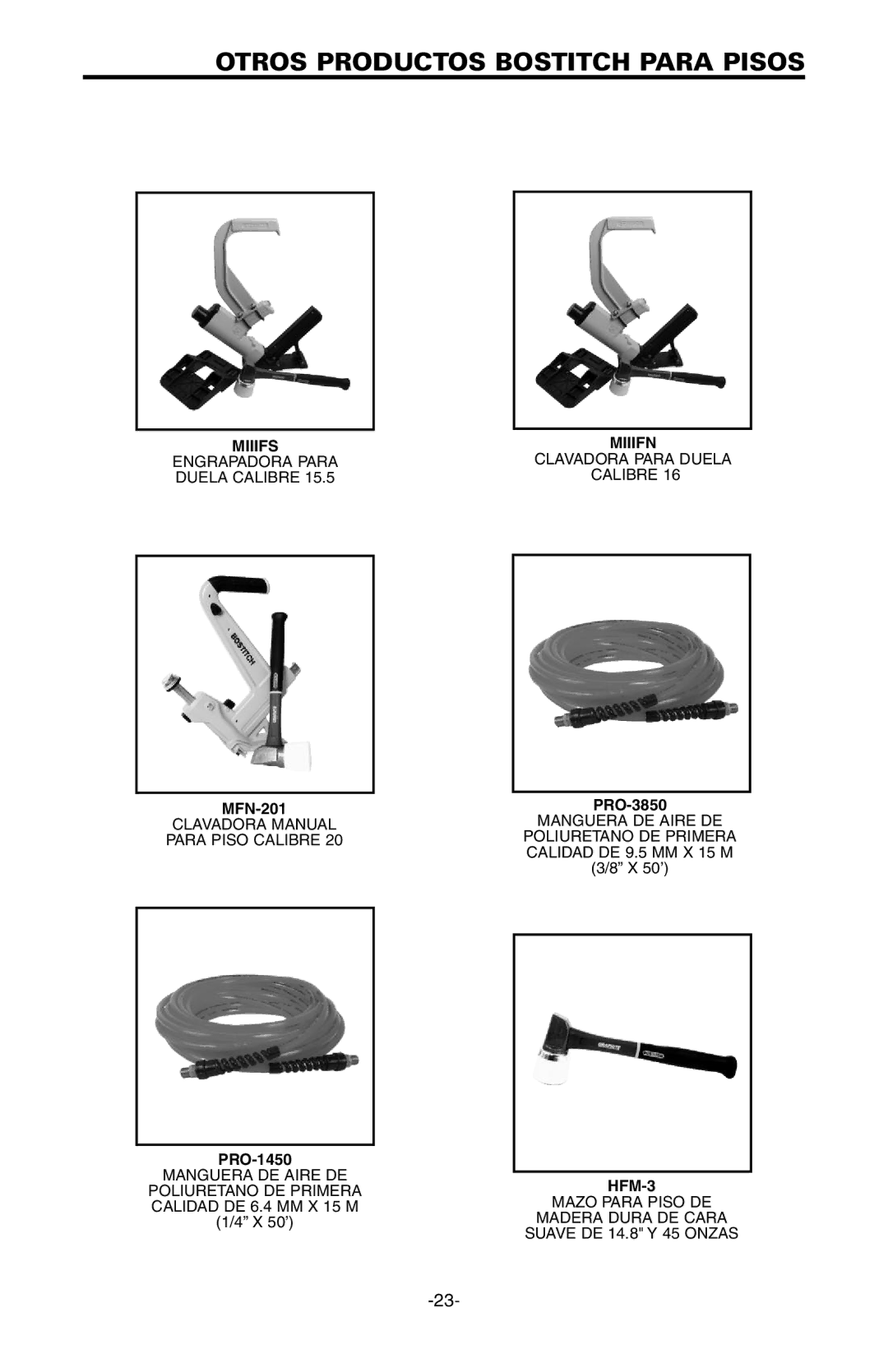 Bostitch LHF2025K, EHF1838K manual Otros Productos Bostitch Para Pisos 