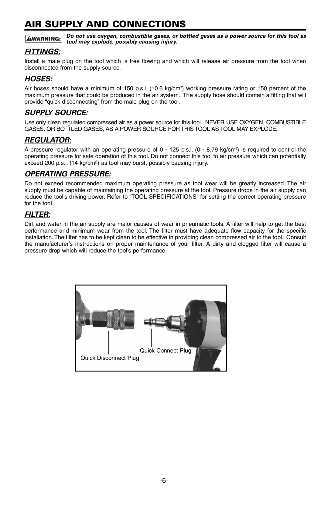 Bostitch EHF1838K, LHF2025K manual AIR Supplyand Connections 