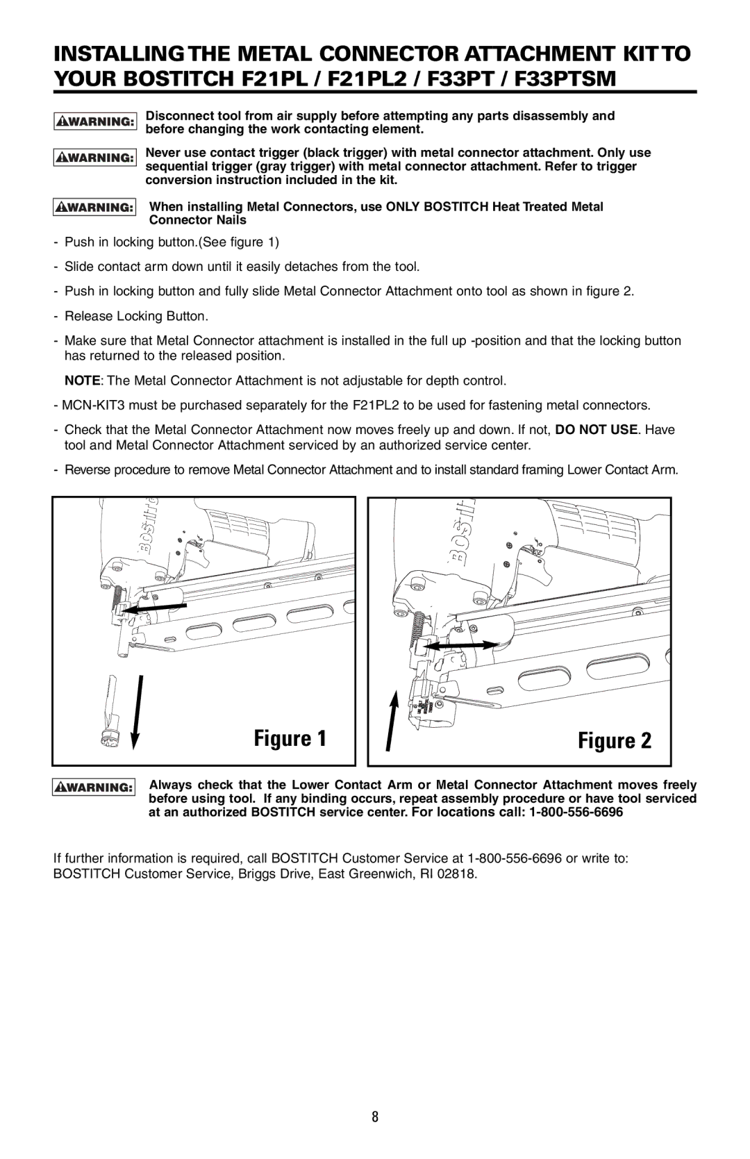 Bostitch F21PL2, F28WW, F33PTSM manual 