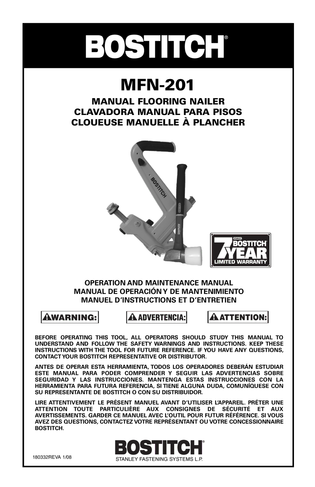 Bostitch MFN-201 manual 