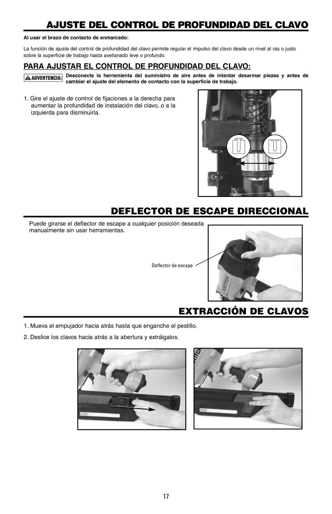 Bostitch 171430REVA Ajuste DEL Control DE Profundidad DEL Clavo, Deflector DE Escape Direccional, Extracción DE Clavos 