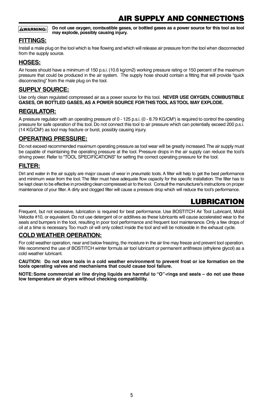 Bostitch 171430REVA, N400S manual Lubrication 