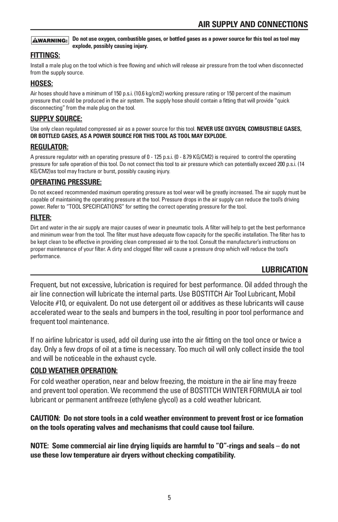 Bostitch N88RH, N88WWB manual AIR Supply and Connections, Lubrication 