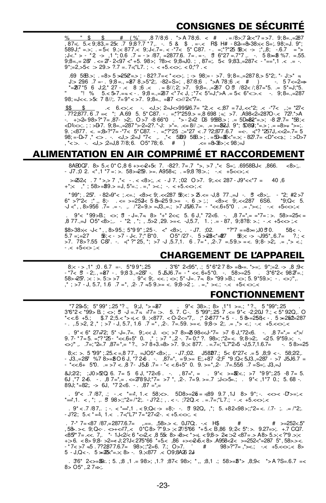 Bostitch N89C manual Consignes DE Sécurité, Alimentation EN AIR Comprimé ET Raccordement, Chargement DE L’APPAREIL 