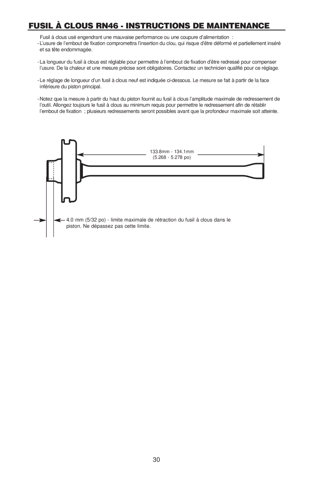 Bostitch manual Fusil À Clous RN46 Instructions DE Maintenance 