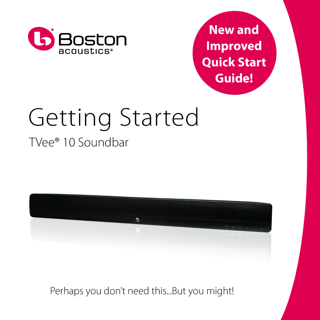 Boston Acoustics 10 quick start Getting Started 