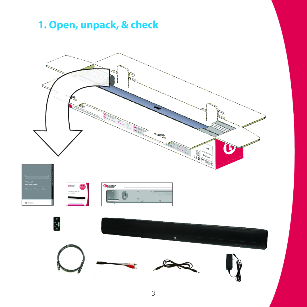 Boston Acoustics 10 quick start Open, unpack, & check 