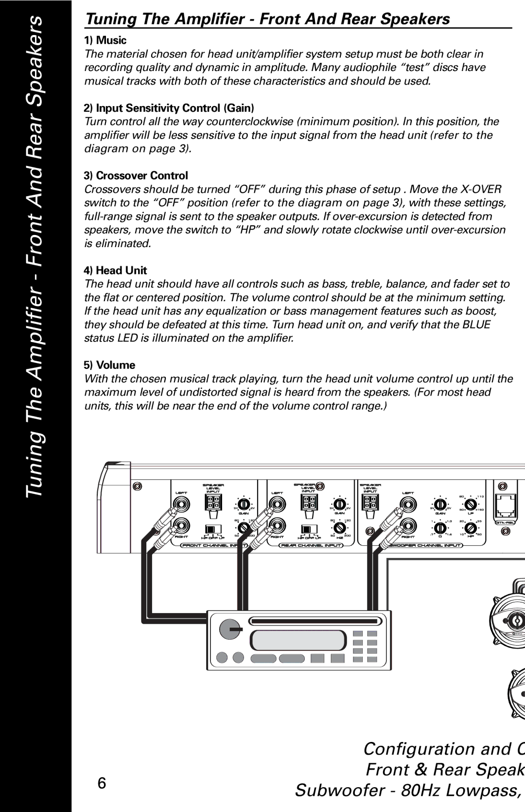 Boston Acoustics 1005 manual Tuning The Amplifier Front And Rear Speakers 