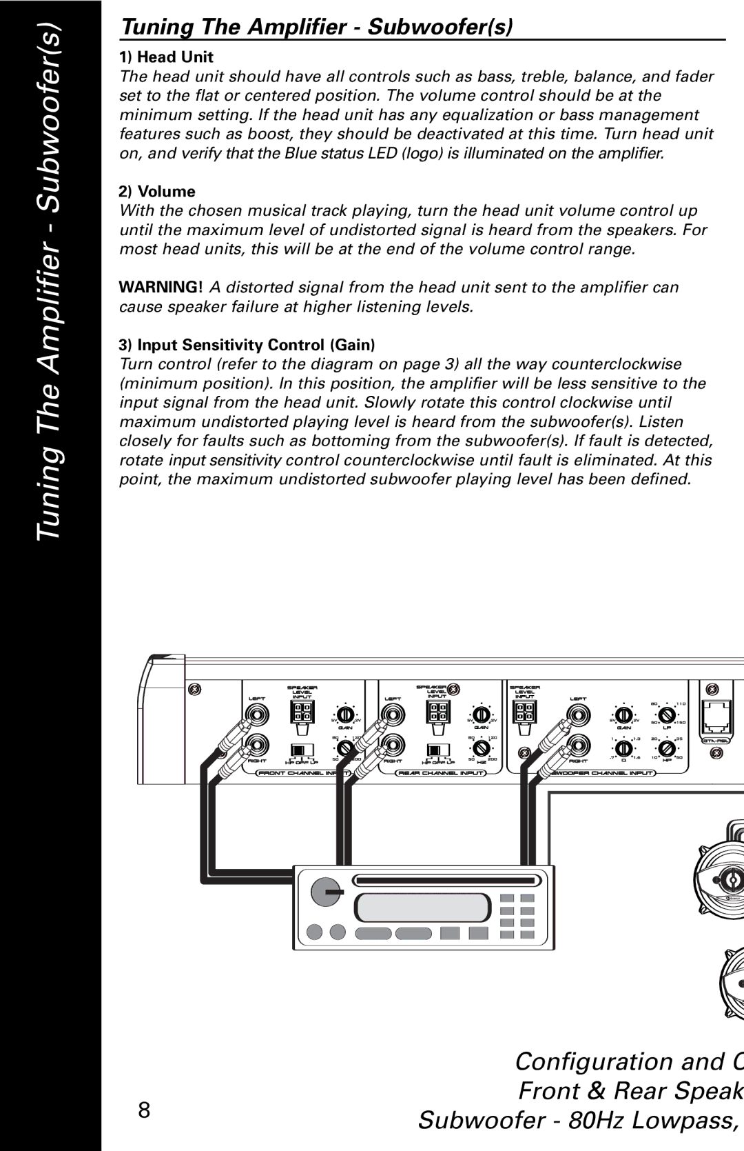 Boston Acoustics 1005 manual Tuning The Amplifier Subwoofers 