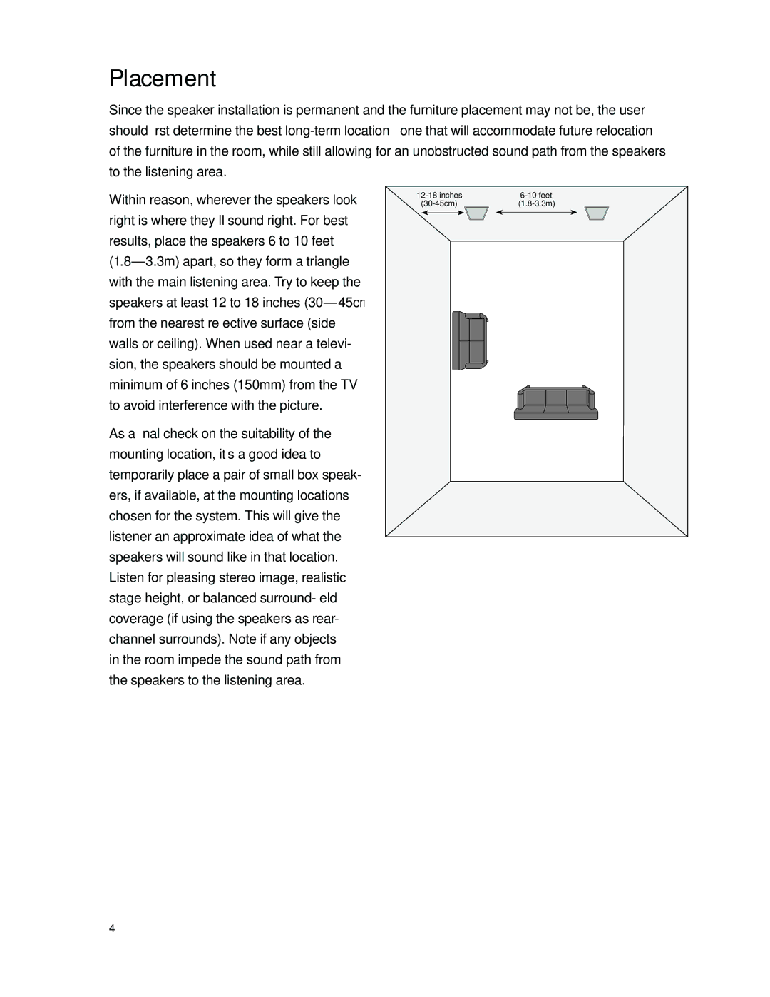 Boston Acoustics 251, 261 manual Placement 