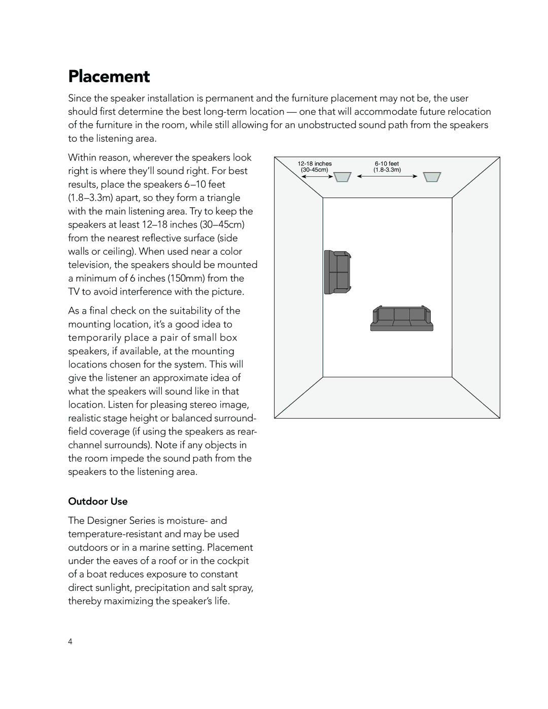 Boston Acoustics 351 361 381 manual Placement 