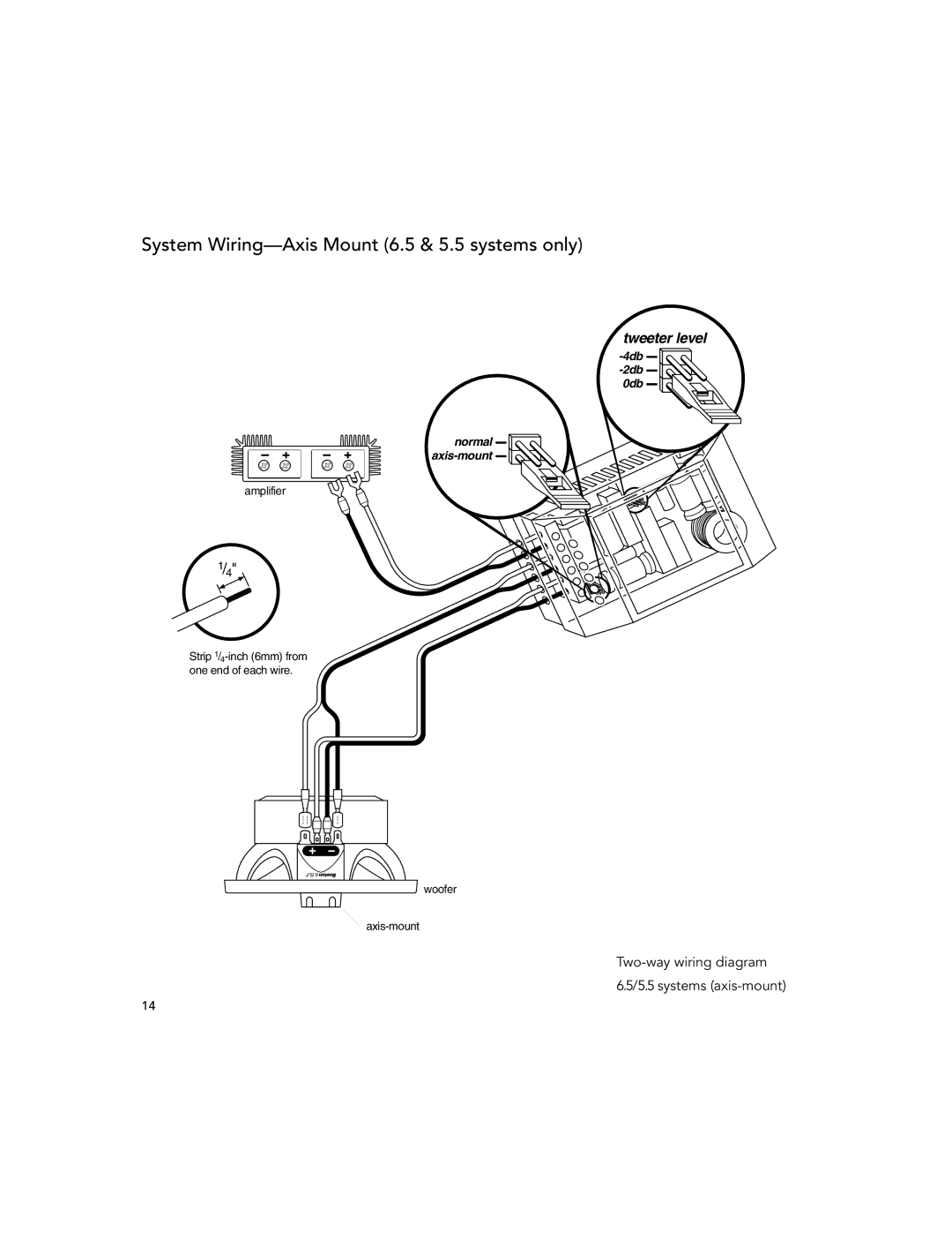 Boston Acoustics 6.53, 4.5 installation manual System Wiring-Axis Mount 6.5 & 5.5 systems only 