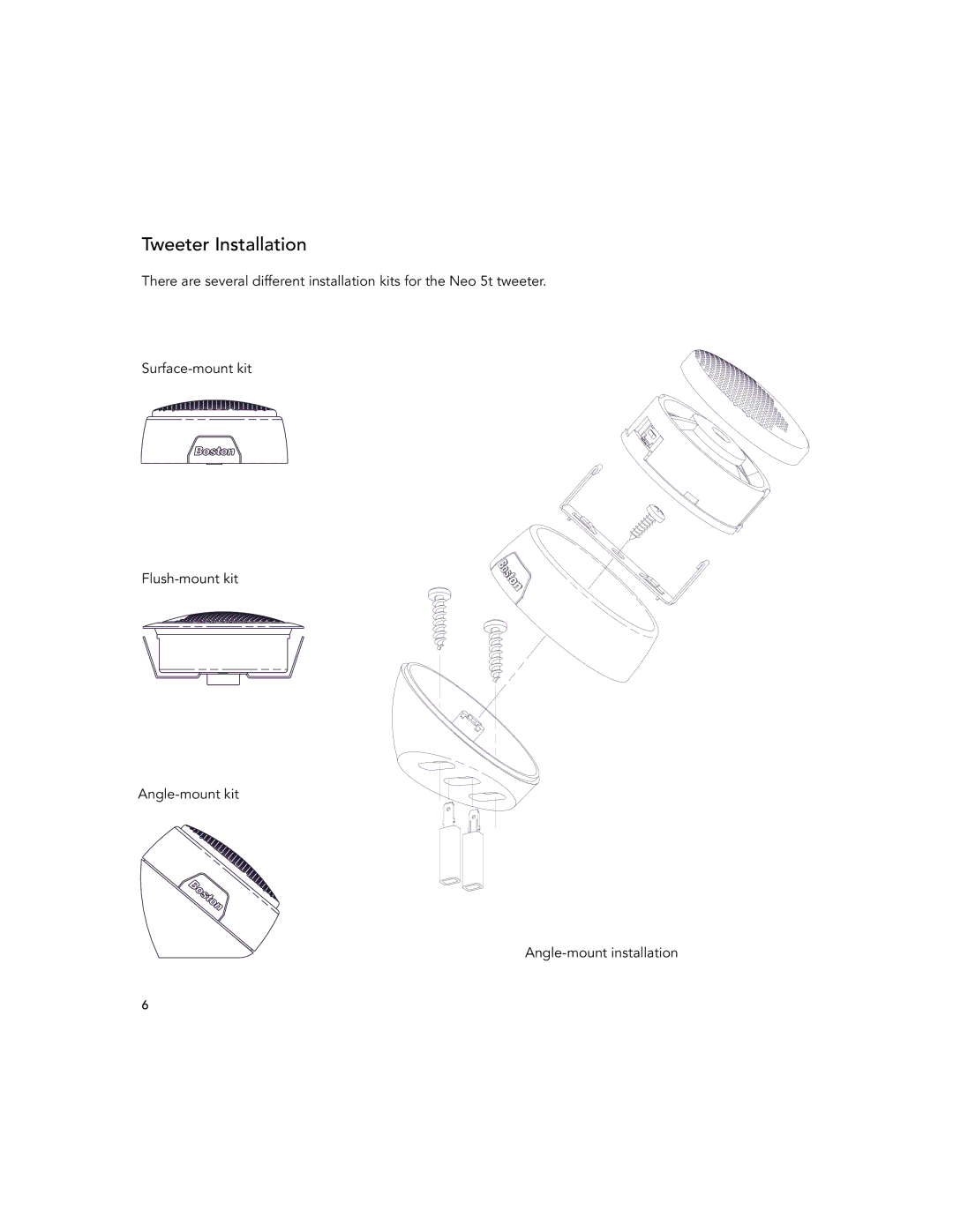 Boston Acoustics 6.53, 5.5, 4.5 installation manual Tweeter Installation 