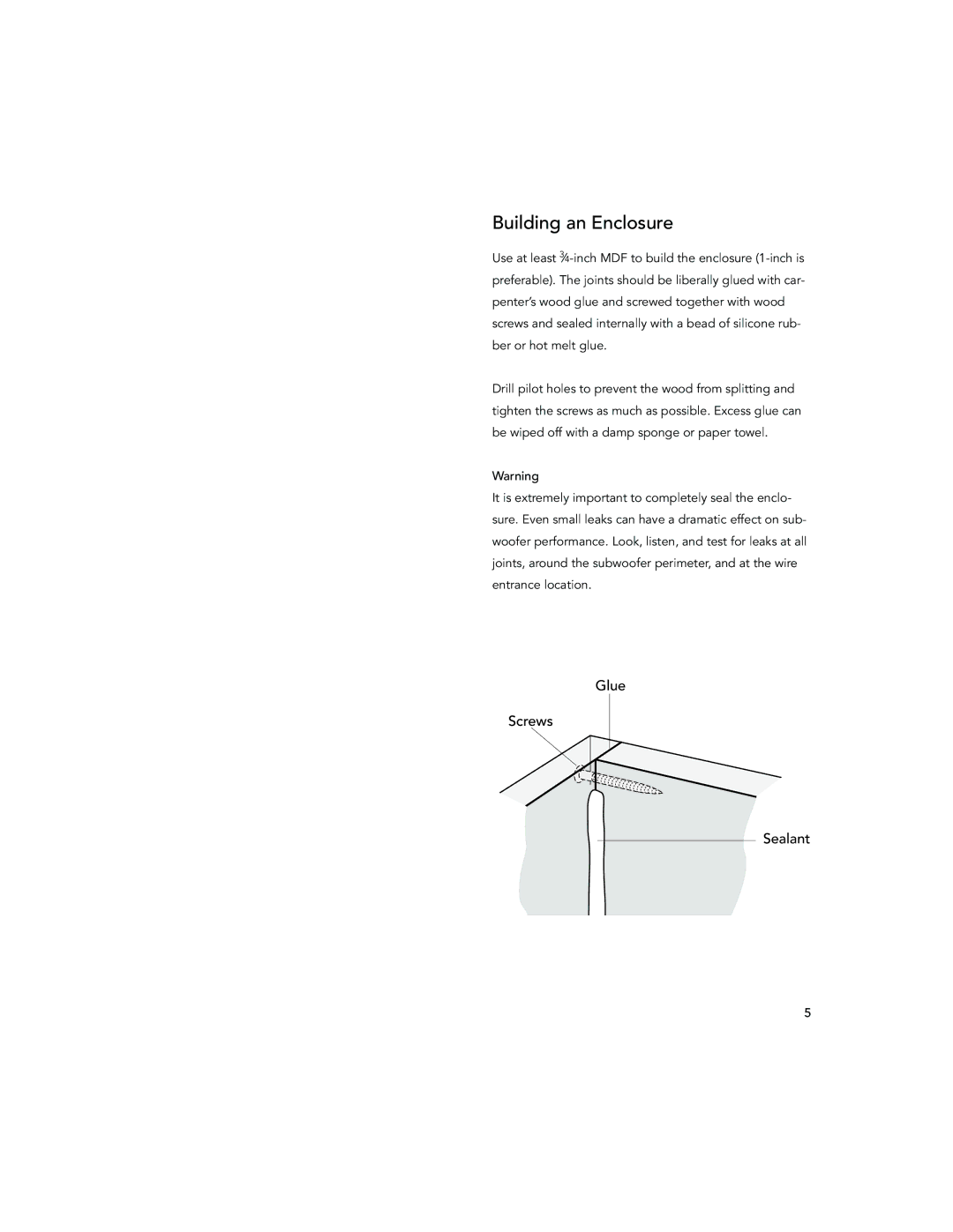 Boston Acoustics 800, GS1000, GS1500, 12.5LF, 8.5LF, 10.5LF, GS1200 installation manual Building an Enclosure 