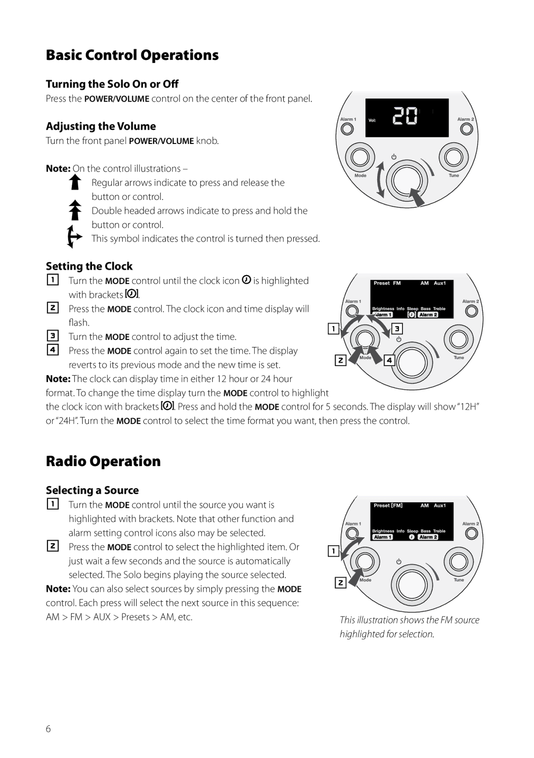 Boston Acoustics AM/FM Radio owner manual Basic Control Operations, Radio Operation 