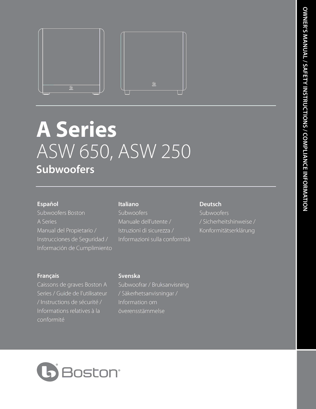 Boston Acoustics ASW 250, ASW 650 owner manual Series 