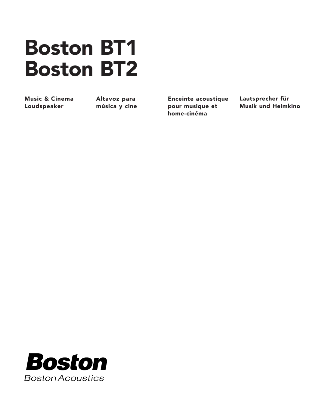 Boston Acoustics manual Boston BT1 Boston BT2 