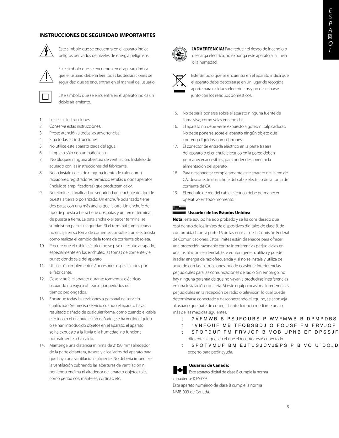 Boston Acoustics CPS 8Wi Instrucciones DE SEgURIDAD Importantes, Usuarios de los Estados Unidos, Usuarios de Canadá 