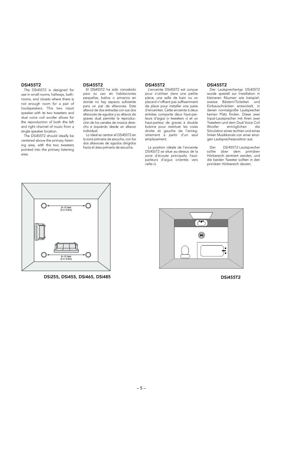 Boston Acoustics manual DSi255, DSi455, DSi465, DSi485 DSi455T2 