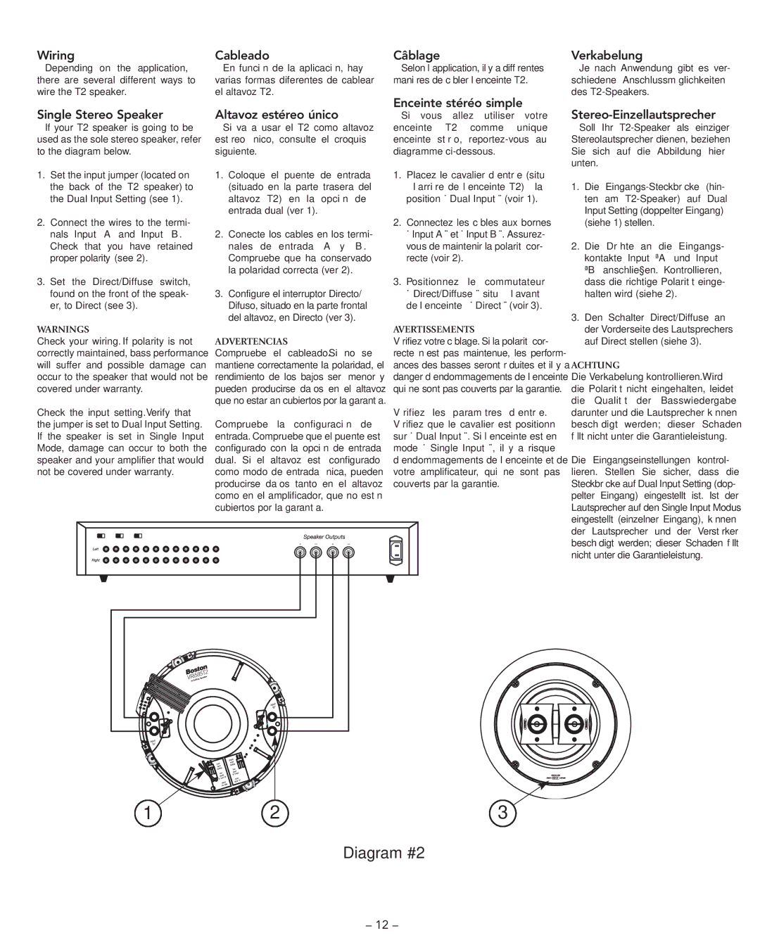 Boston Acoustics DSi465T2, VRi585T2 manual Diagram #2 