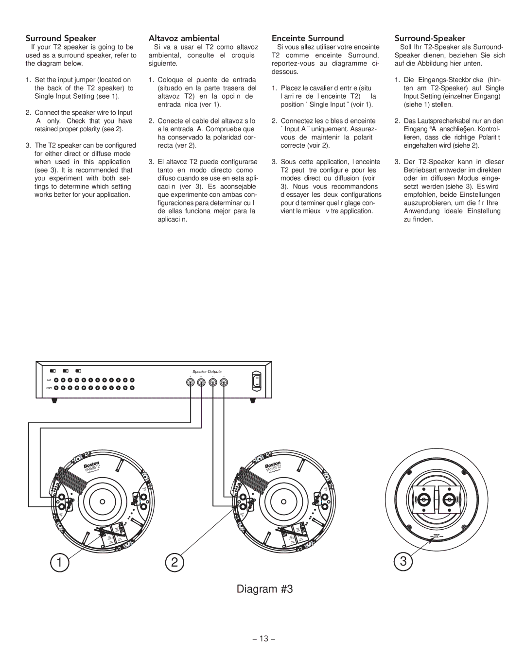 Boston Acoustics VRi585T2, DSi465T2 Diagram #3, Surround Speaker, Altavoz ambiental, Enceinte Surround, Surround-Speaker 