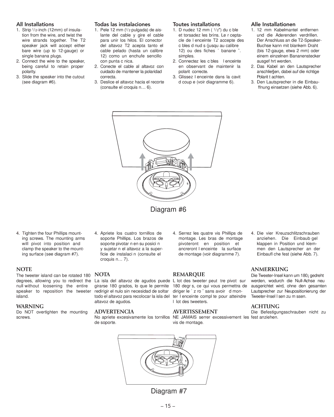 Boston Acoustics VRi585T2, DSi465T2 manual Diagram #6, Diagram #7 