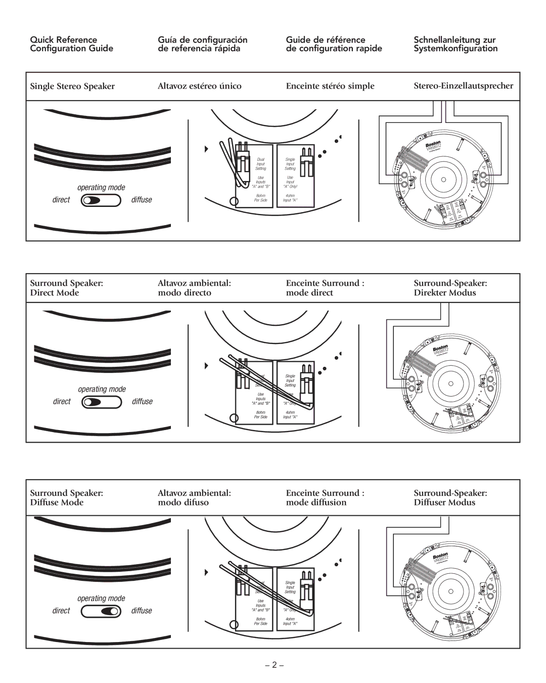 Boston Acoustics DSi465T2, VRi585T2 manual Surround Speaker Altavoz ambiental Enceinte Surround 