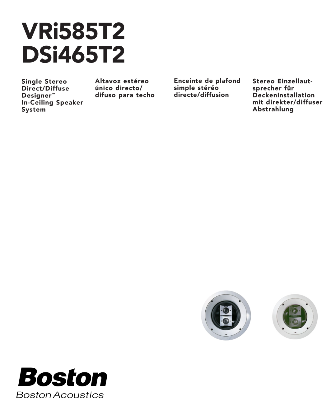 Boston Acoustics manual VRi585T2 DSi465T2 