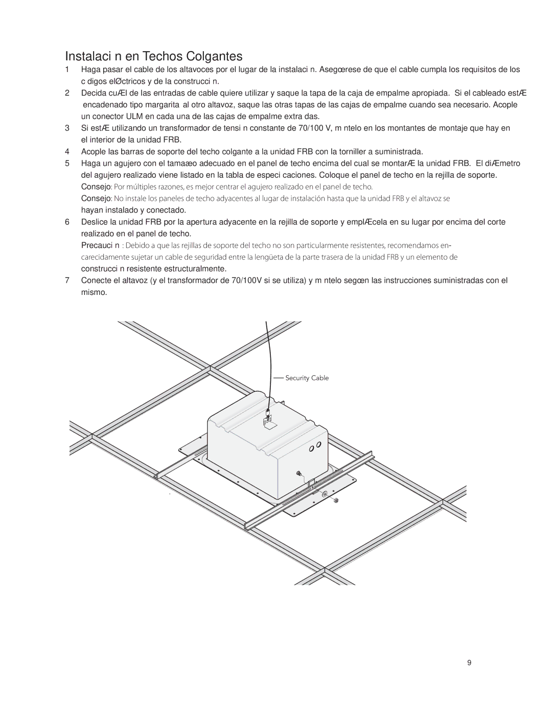 Boston Acoustics FRB8R, FRB6R, FRB5R manual Instalación en Techos Colgantes 