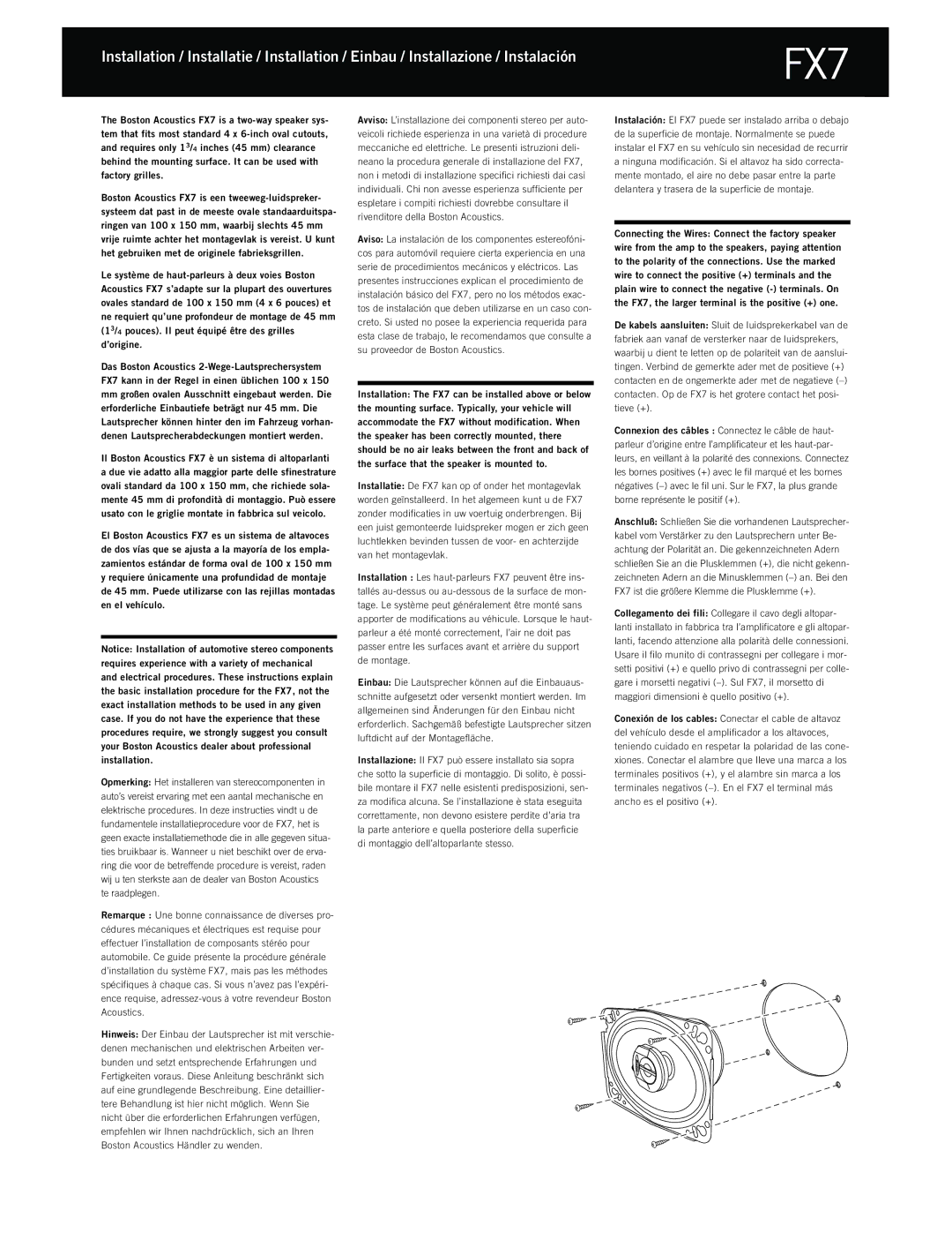 Boston Acoustics FX3 manual FX7 