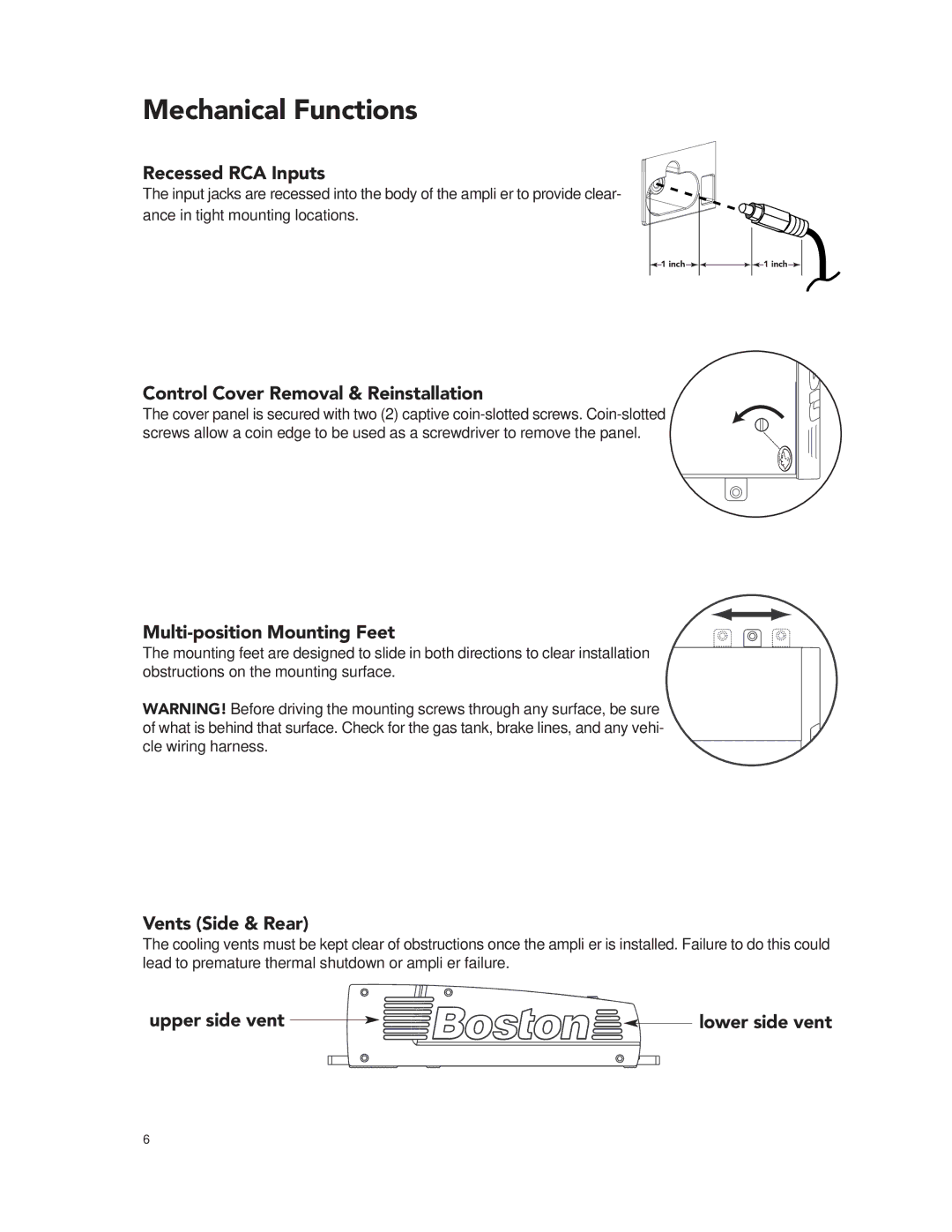 Boston Acoustics GT-20 GT-222 manual Mechanical Functions 