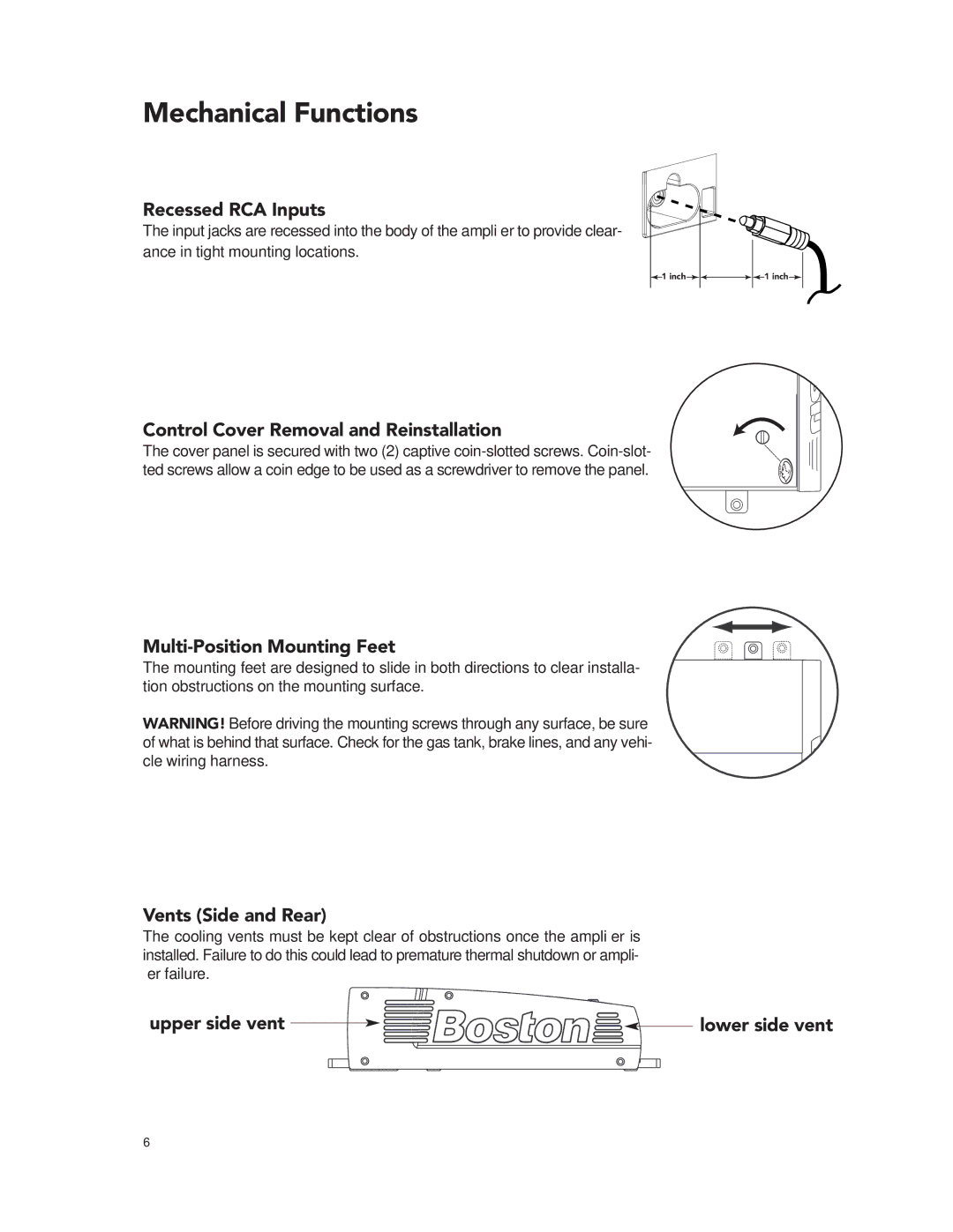 Boston Acoustics GT-28, GT-24 manual Mechanical Functions 