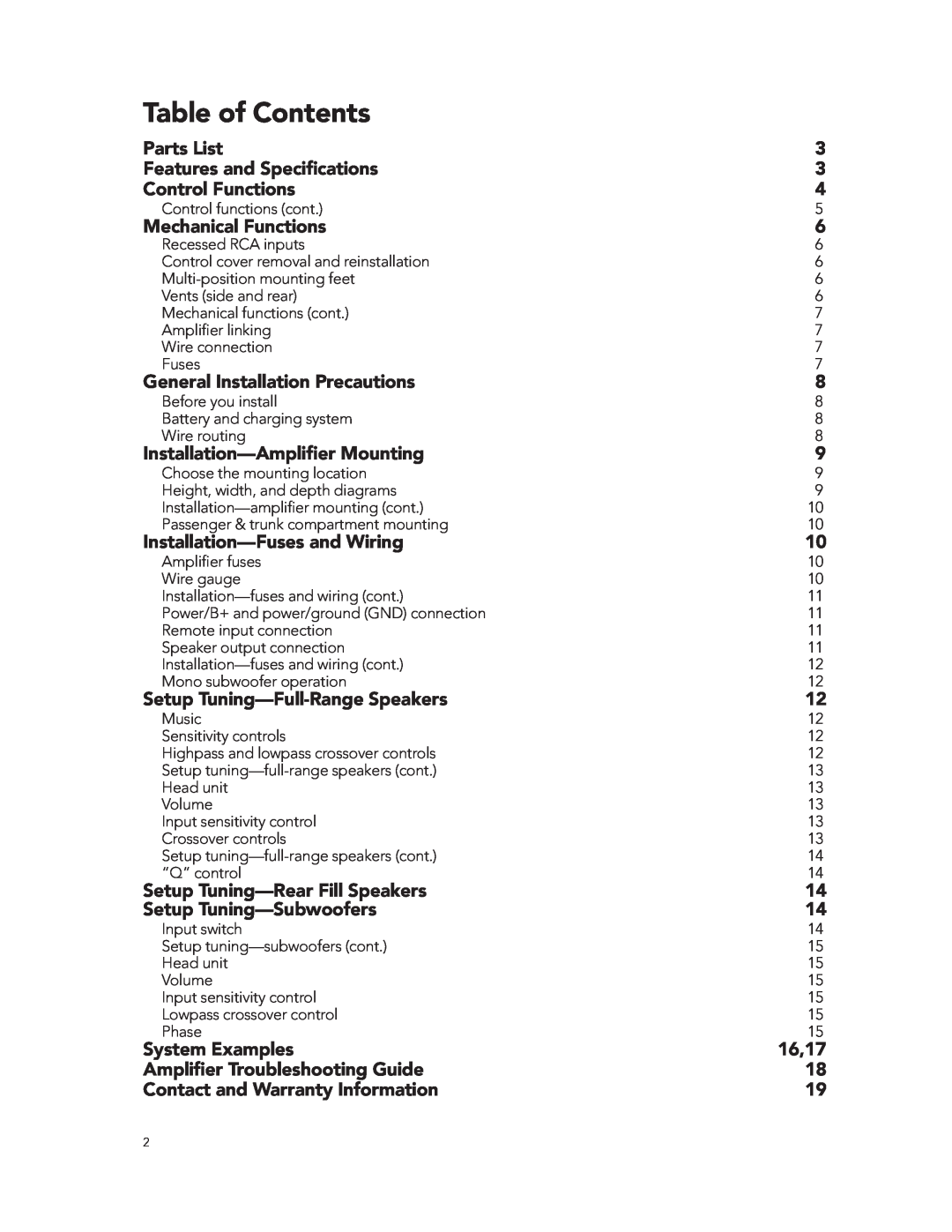 Boston Acoustics GT-28, GT-24 manual Table of Contents 
