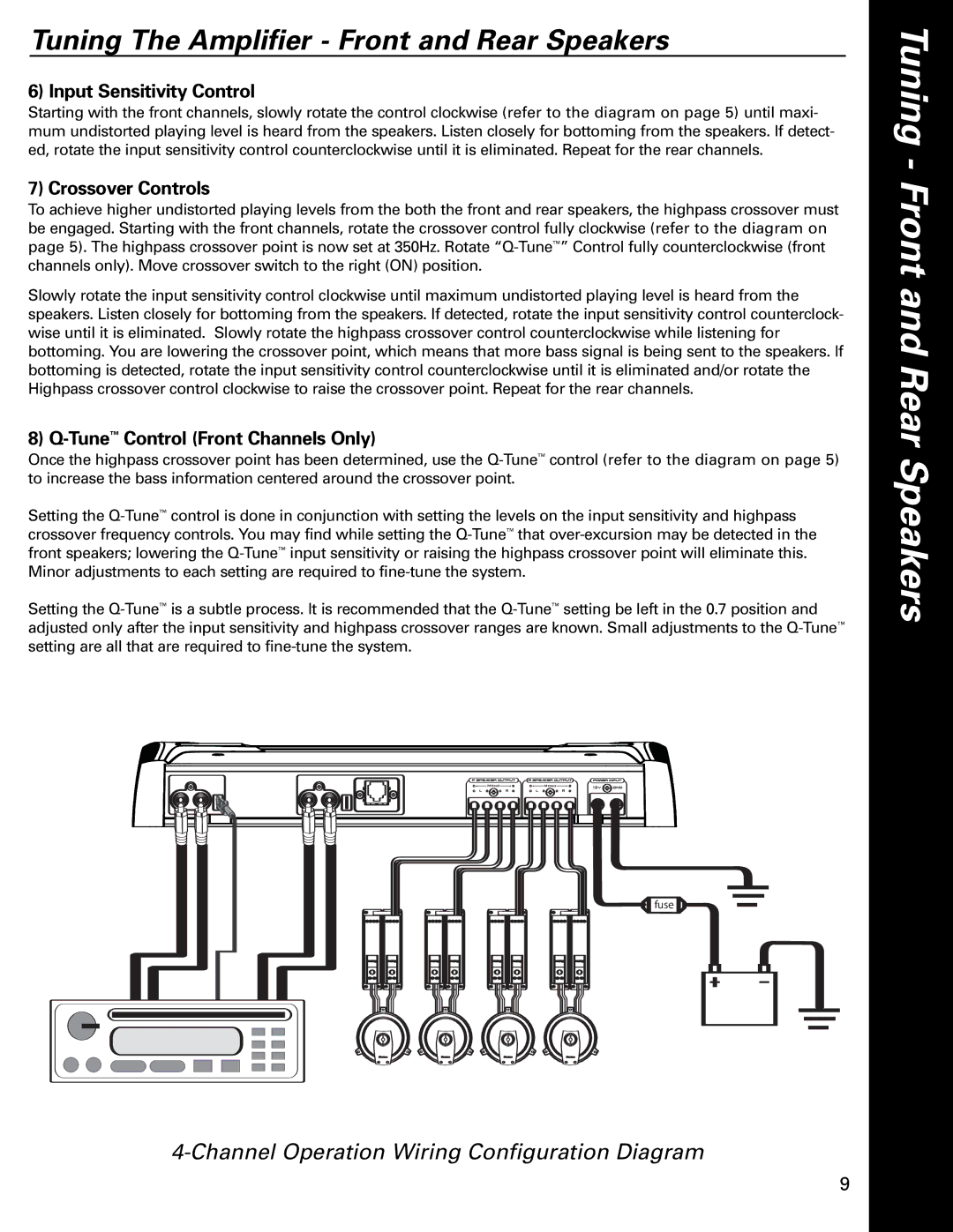 Boston Acoustics GT-475, GT-4100 owner manual Crossover Controls, TuneControl Front Channels Only 