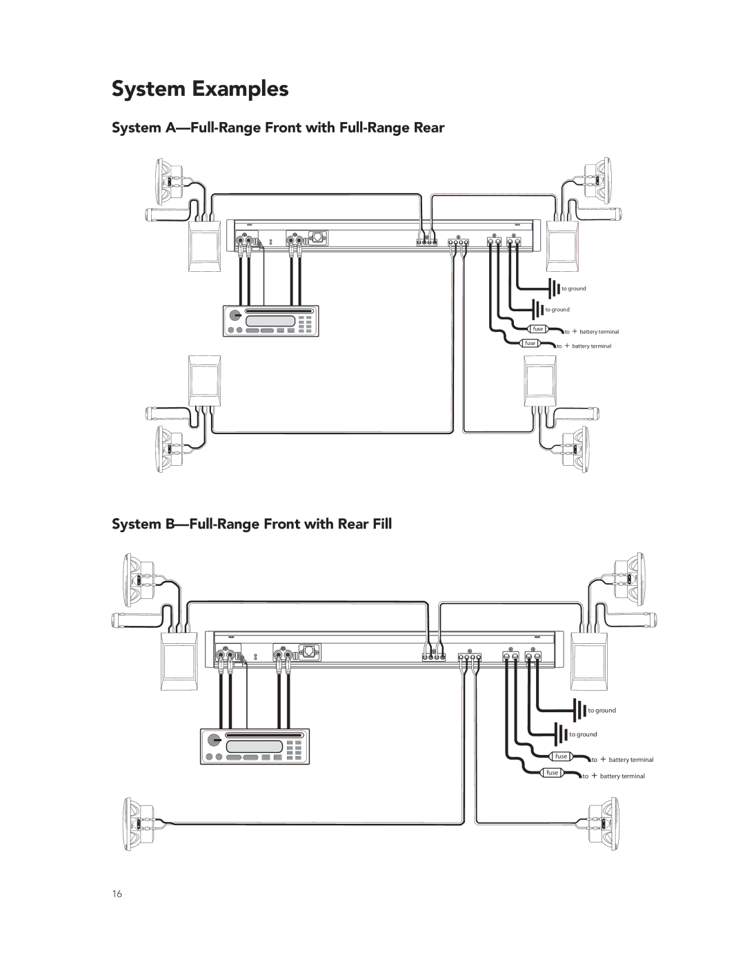 Boston Acoustics GT-424-Channel manual System Examples, System A-Full-Range Front with Full-Range Rear 