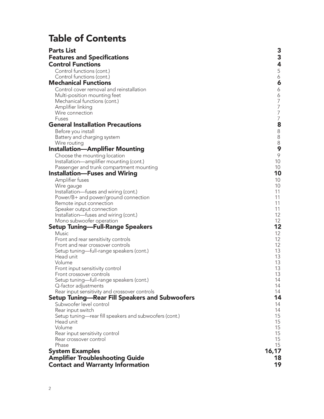 Boston Acoustics GT-424-Channel manual Table of Contents 