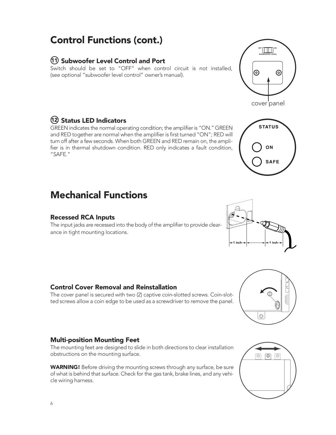 Boston Acoustics GT-50 manual Mechanical Functions 