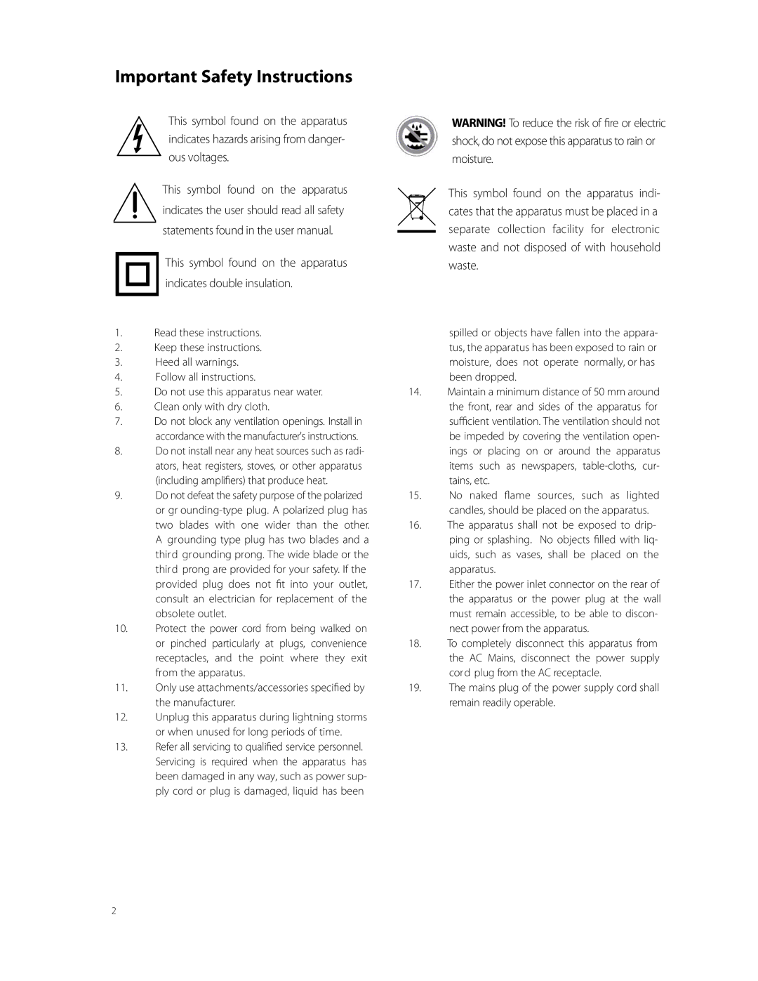 Boston Acoustics Horizon MCS 100 owner manual Important Safety Instructions 