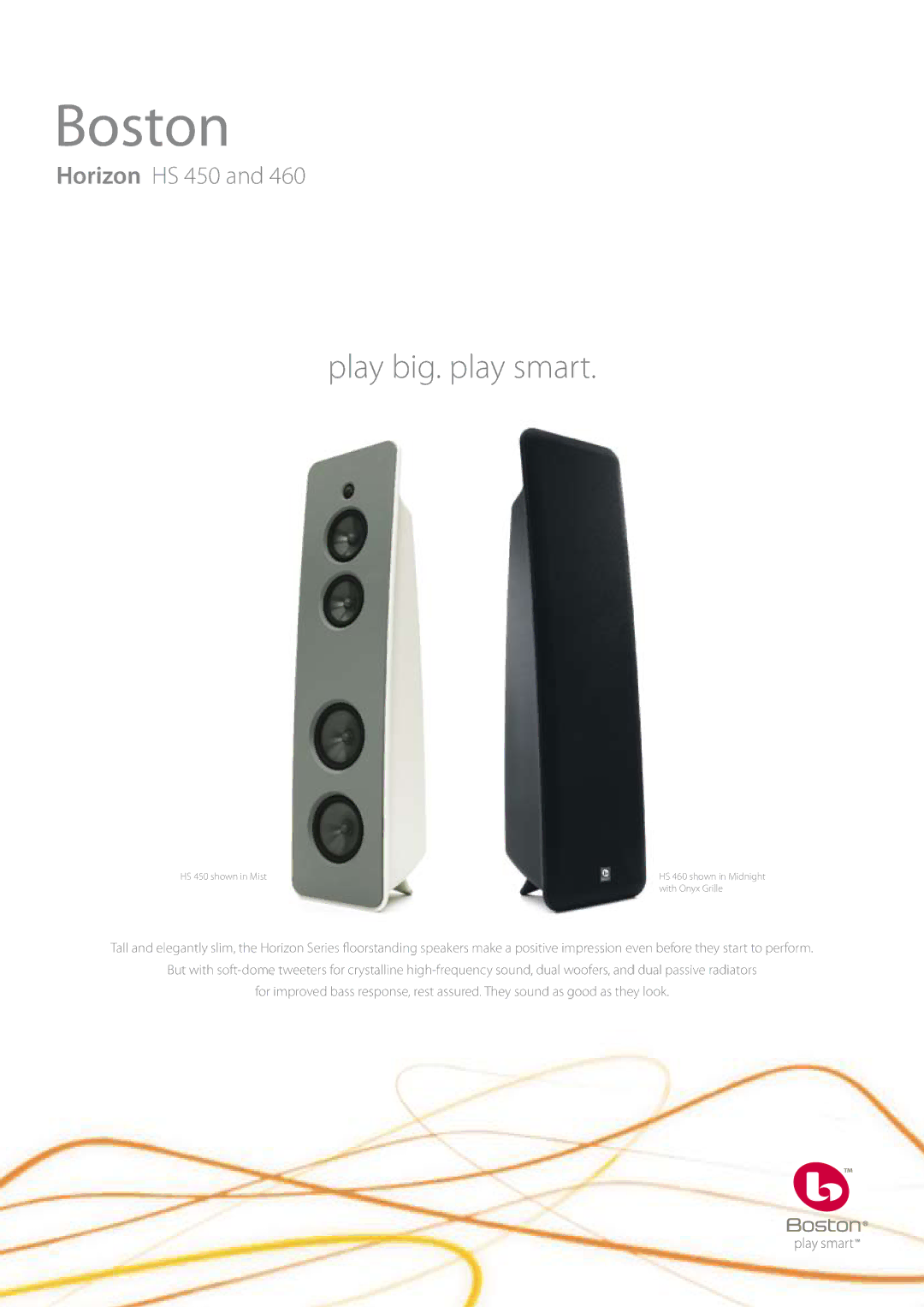 Boston Acoustics HS 460 manual Boston, Play big. play smart 