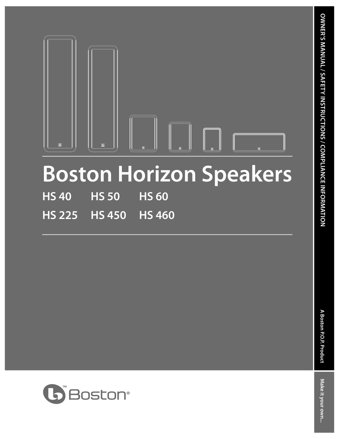 Boston Acoustics HS225 owner manual Boston Horizon Speakers 