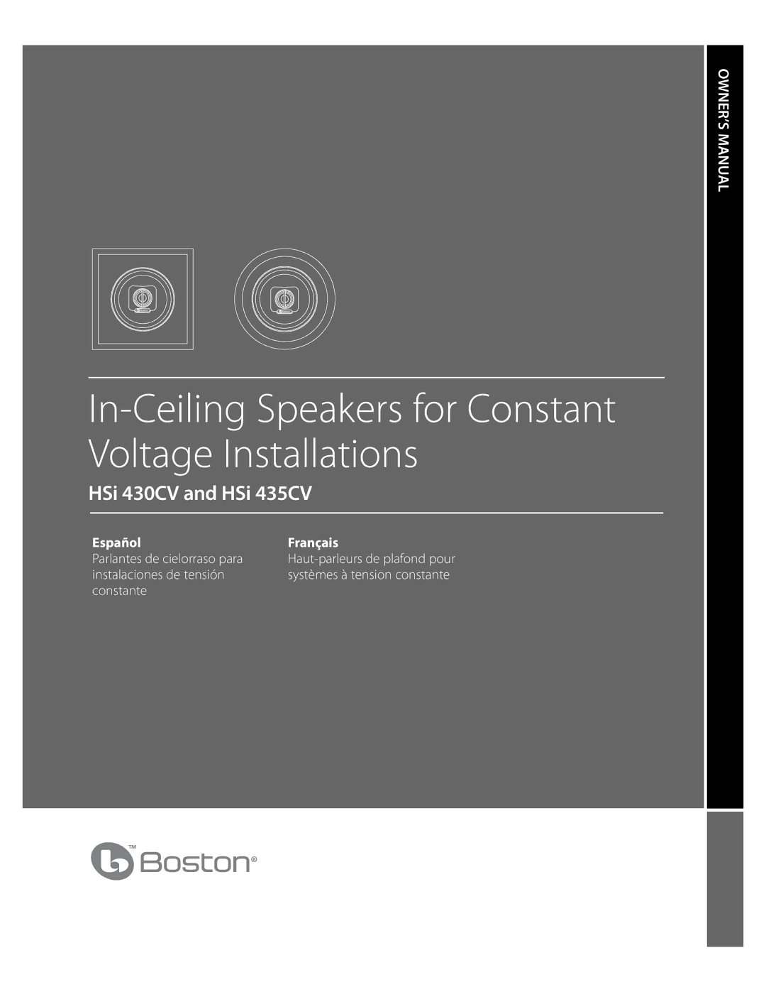 Boston Acoustics HSi 435CV, HSi 430CV owner manual In-Ceiling Speakers for Constant Voltage Installations 