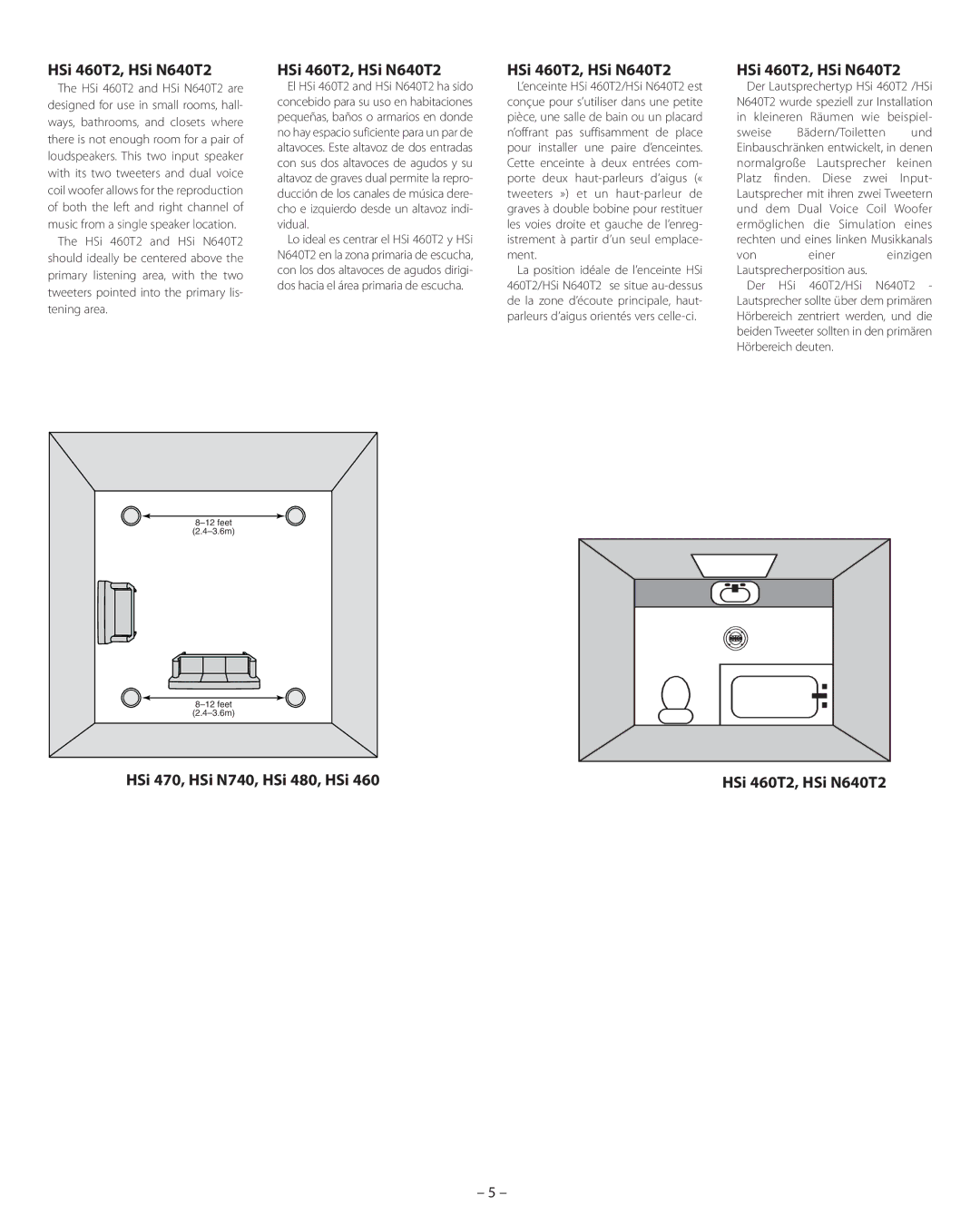 Boston Acoustics manual HSi 470, HSi N740, HSi 480, HSi 460HSi 460T2, HSi N640T2 