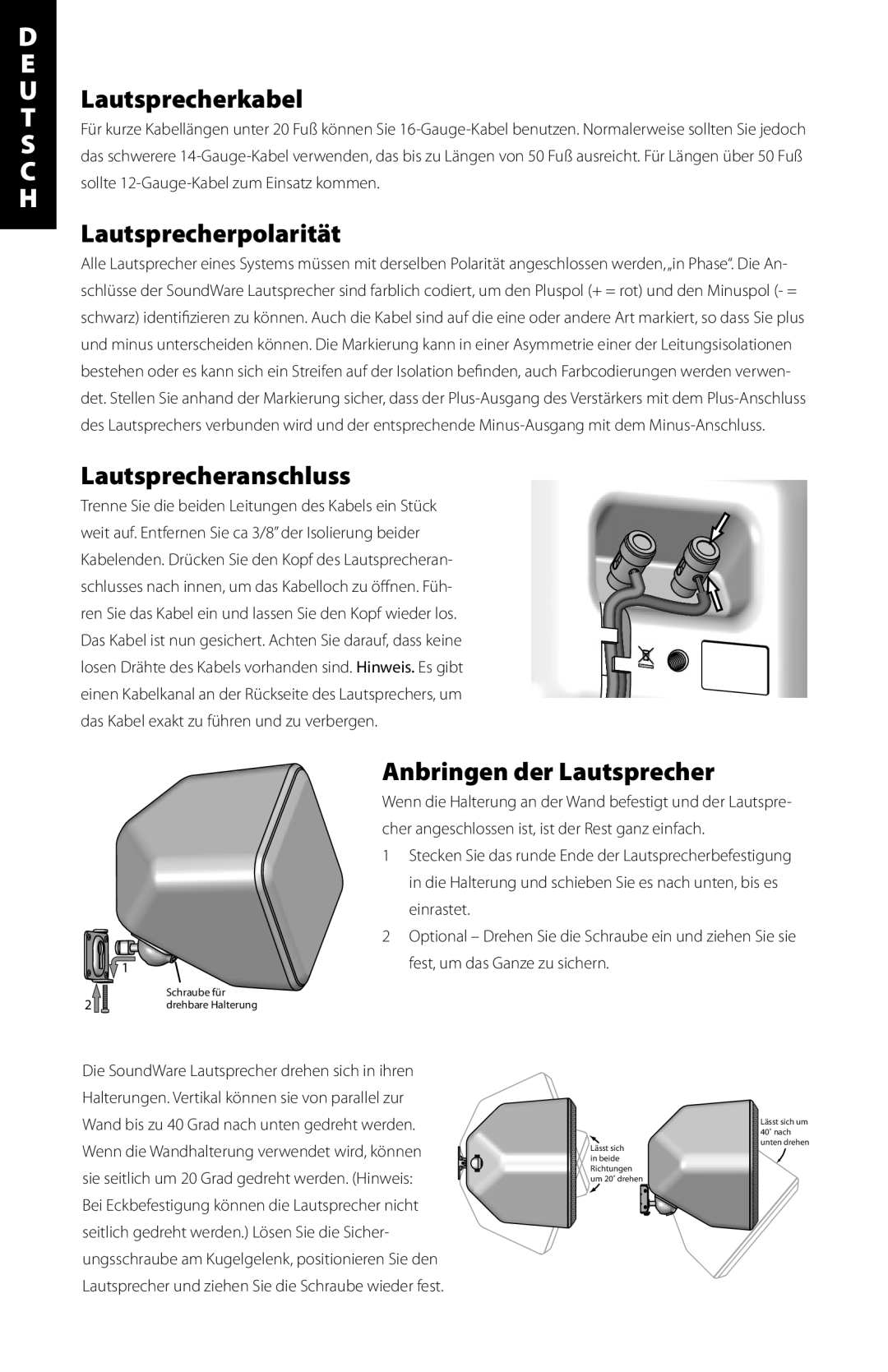 Boston Acoustics Indoor / Outdoor Speaker manual Lautsprecherkabel 